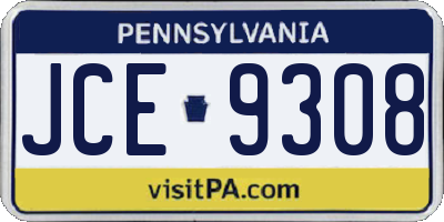 PA license plate JCE9308