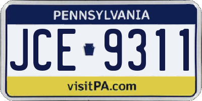PA license plate JCE9311