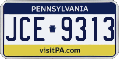 PA license plate JCE9313