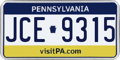 PA license plate JCE9315