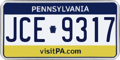 PA license plate JCE9317