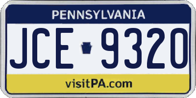 PA license plate JCE9320