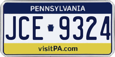 PA license plate JCE9324