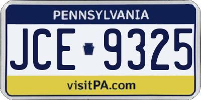 PA license plate JCE9325