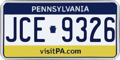 PA license plate JCE9326
