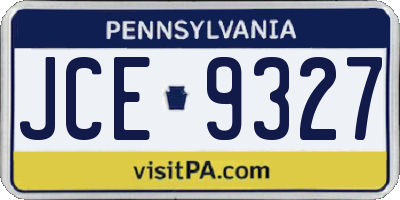 PA license plate JCE9327
