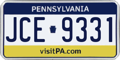 PA license plate JCE9331