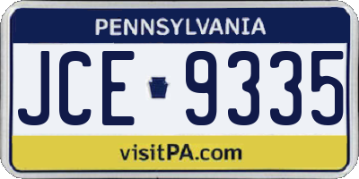 PA license plate JCE9335