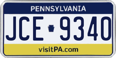 PA license plate JCE9340