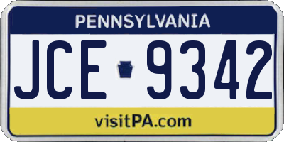 PA license plate JCE9342