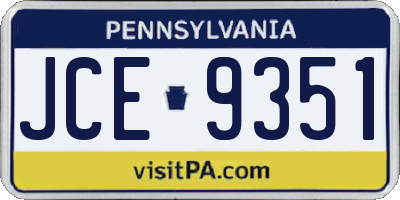 PA license plate JCE9351