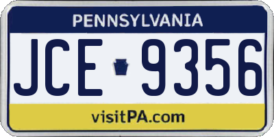 PA license plate JCE9356