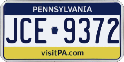 PA license plate JCE9372