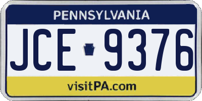 PA license plate JCE9376