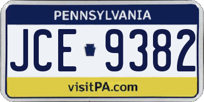 PA license plate JCE9382