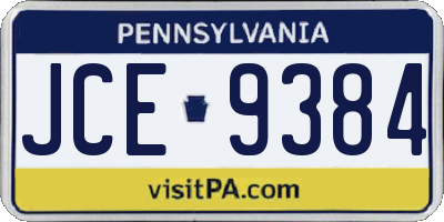 PA license plate JCE9384
