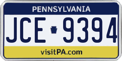 PA license plate JCE9394
