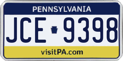 PA license plate JCE9398