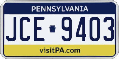 PA license plate JCE9403