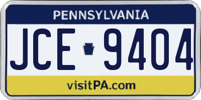 PA license plate JCE9404