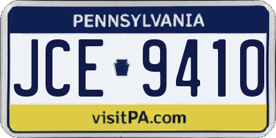 PA license plate JCE9410