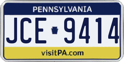 PA license plate JCE9414