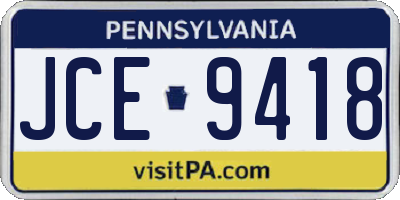 PA license plate JCE9418