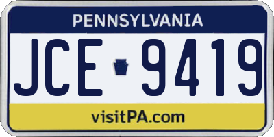 PA license plate JCE9419