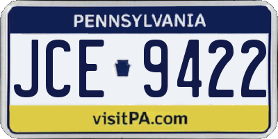 PA license plate JCE9422