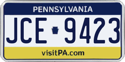 PA license plate JCE9423