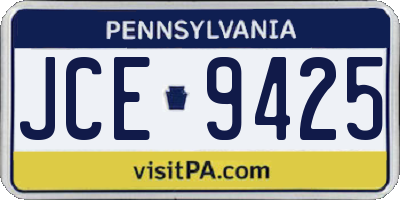PA license plate JCE9425