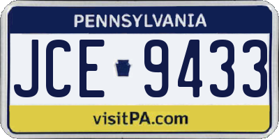 PA license plate JCE9433
