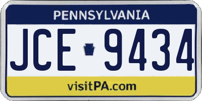 PA license plate JCE9434