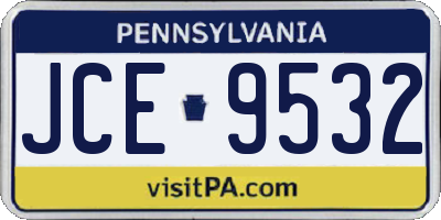 PA license plate JCE9532