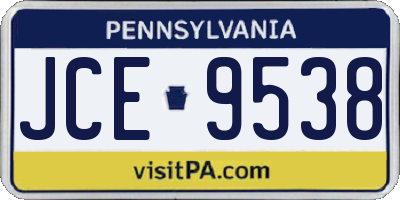 PA license plate JCE9538