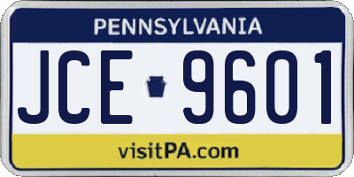 PA license plate JCE9601