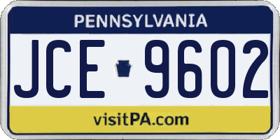 PA license plate JCE9602