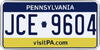 PA license plate JCE9604