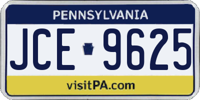 PA license plate JCE9625