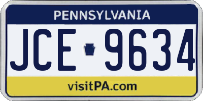 PA license plate JCE9634