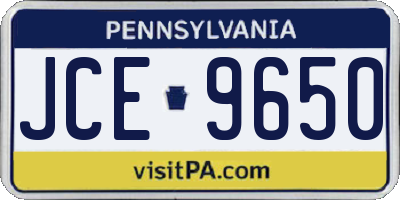 PA license plate JCE9650