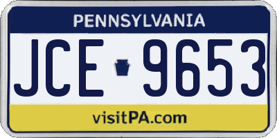 PA license plate JCE9653
