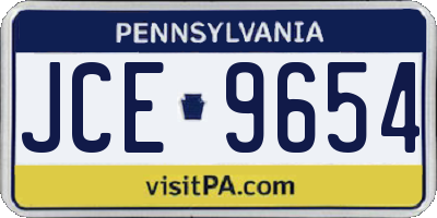 PA license plate JCE9654