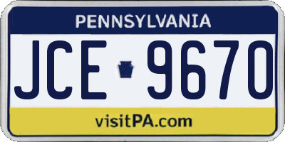 PA license plate JCE9670