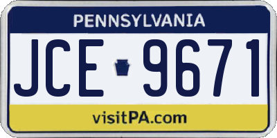 PA license plate JCE9671