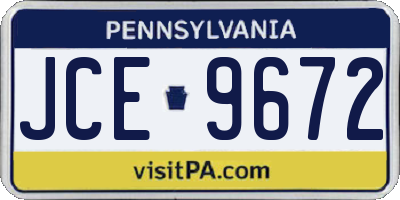 PA license plate JCE9672