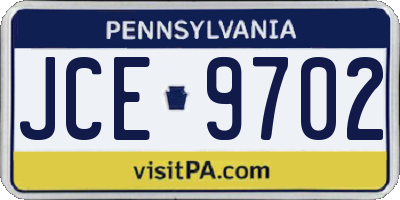 PA license plate JCE9702
