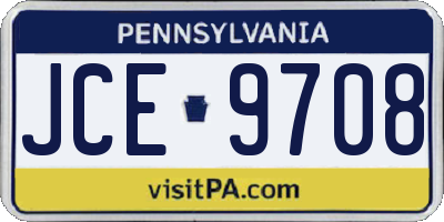 PA license plate JCE9708