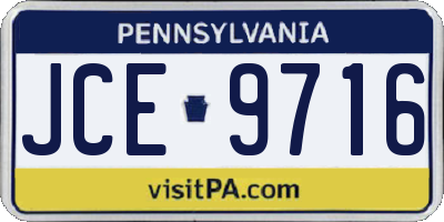 PA license plate JCE9716