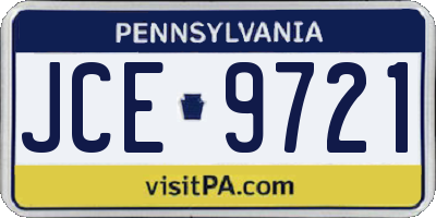 PA license plate JCE9721
